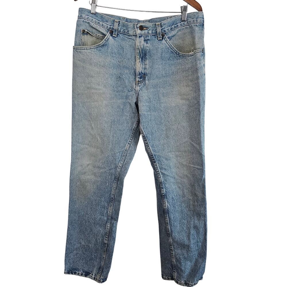 Vintage Lee Jeans Men Size 36x32 Y2K Light Wash Retro Western Ranch Denim Grunge